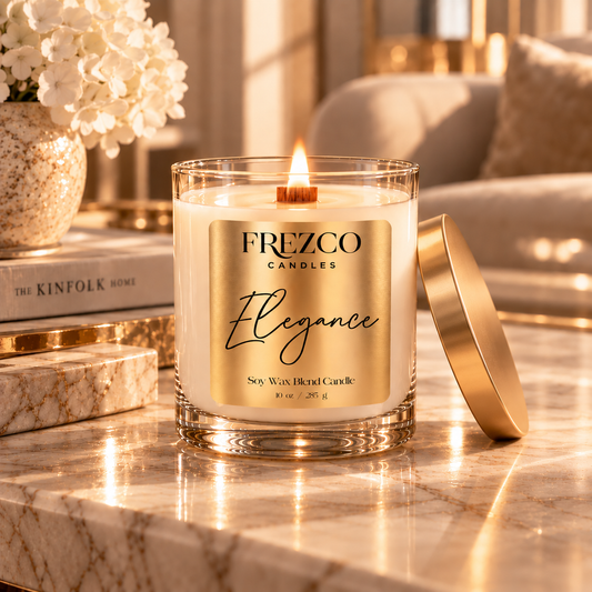 Elegance – Mahogany Teakwood · Cocoa Butter | Wood Wick Candle | 10 oz - Frezco Candles