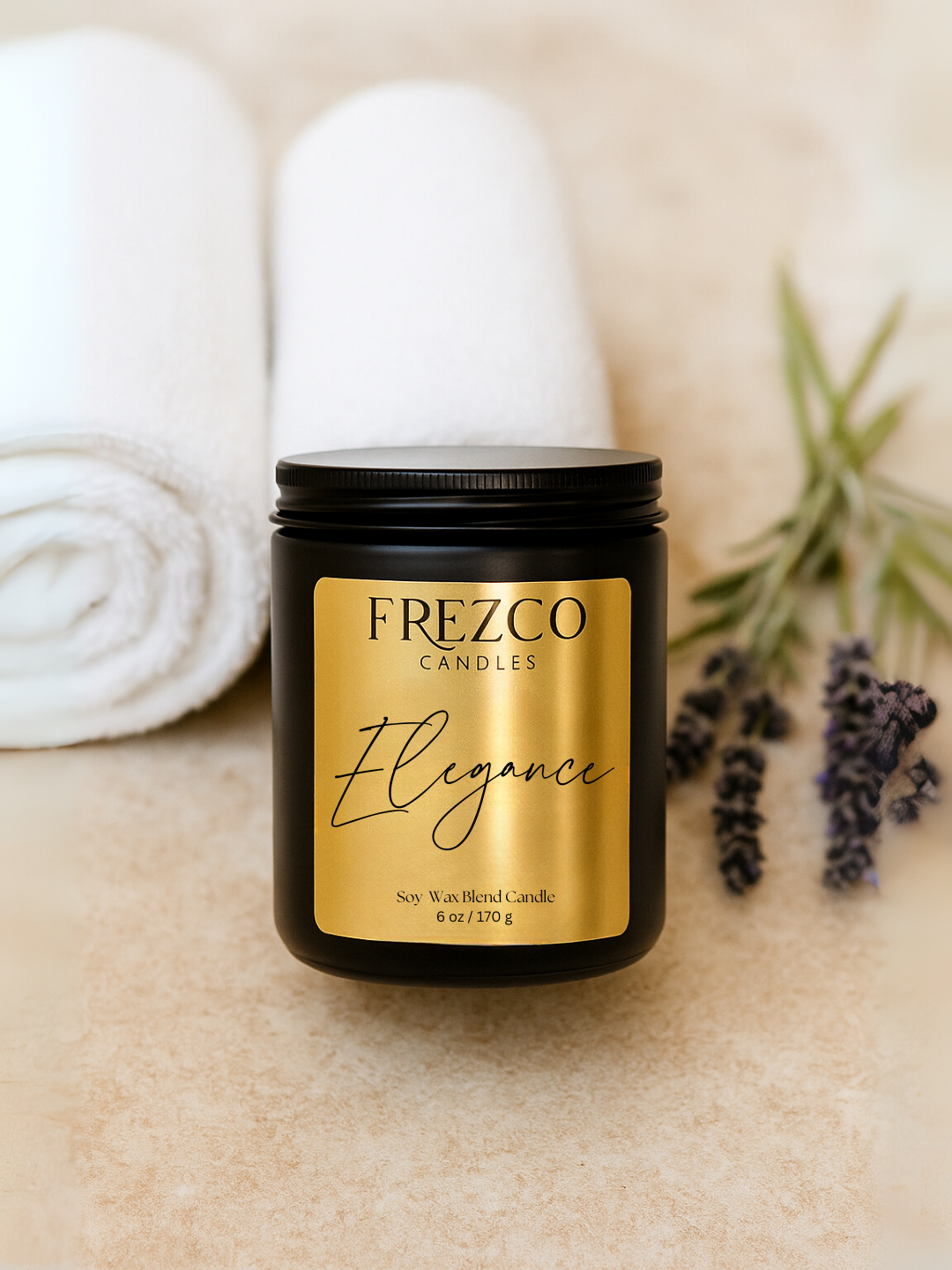 Elegance 6oz Luxury Soy Candle – Mahogany, Cocoa Butter & Lavender | Wood Wick, Clean Burning Home Fragrancen Burning Home Fragrance