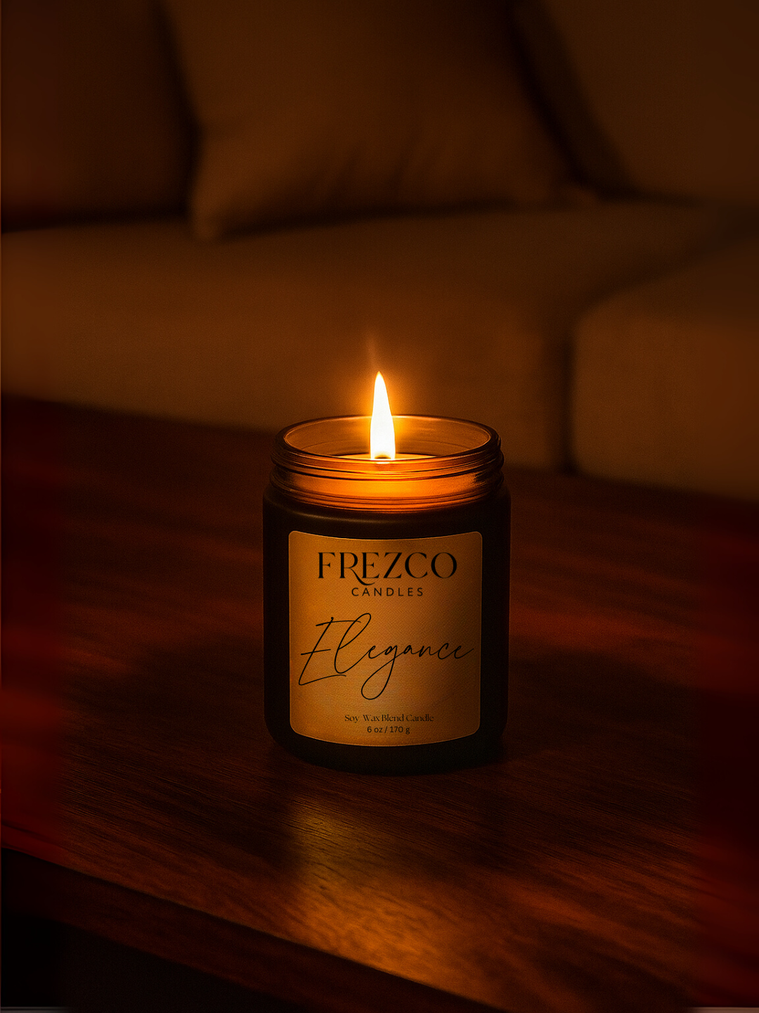 Elegance 6oz Luxury Soy Candle – Mahogany, Cocoa Butter & Lavender | Wood Wick, Clean Burning Home Fragrancen Burning Home Fragrance