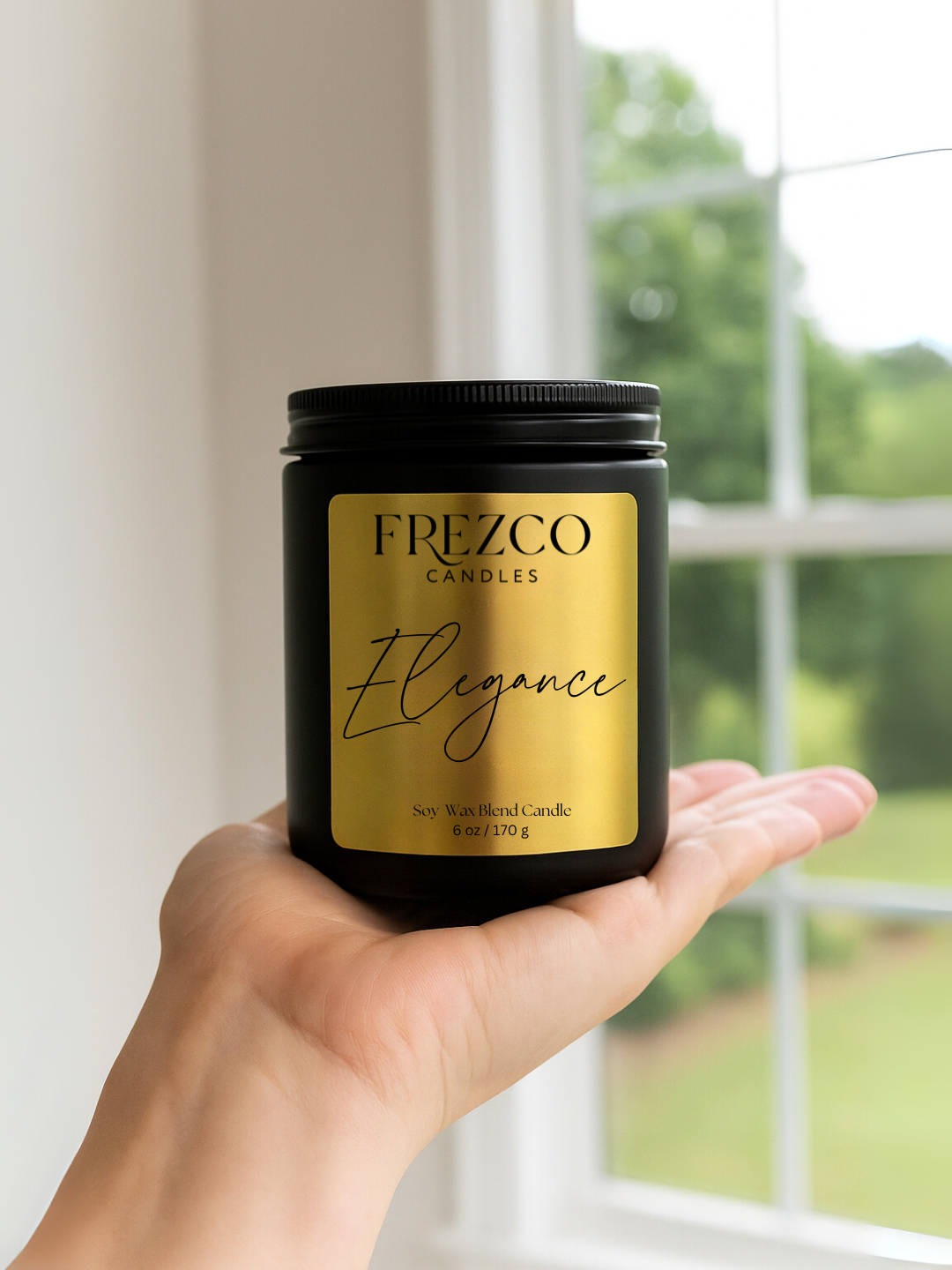 Elegance 6oz Luxury Soy Candle – Mahogany, Cocoa Butter & Lavender | Wood Wick, Clean Burning Home Fragrancen Burning Home Fragrance
