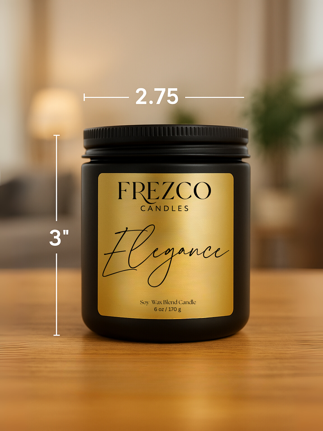 Elegance 6oz Luxury Soy Candle – Mahogany, Cocoa Butter & Lavender | Wood Wick, Clean Burning Home Fragrancen Burning Home Fragrance