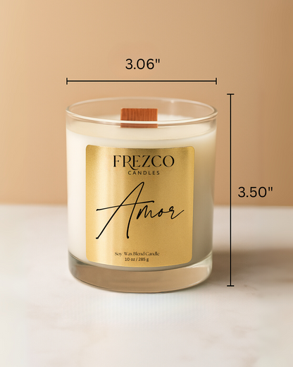 Amor 10oz Luxury Soy Candle – Gardenia, Strawberry & Sandalwood | Wood Wick, Clean Burning, Romantic Floral Home Fragrance