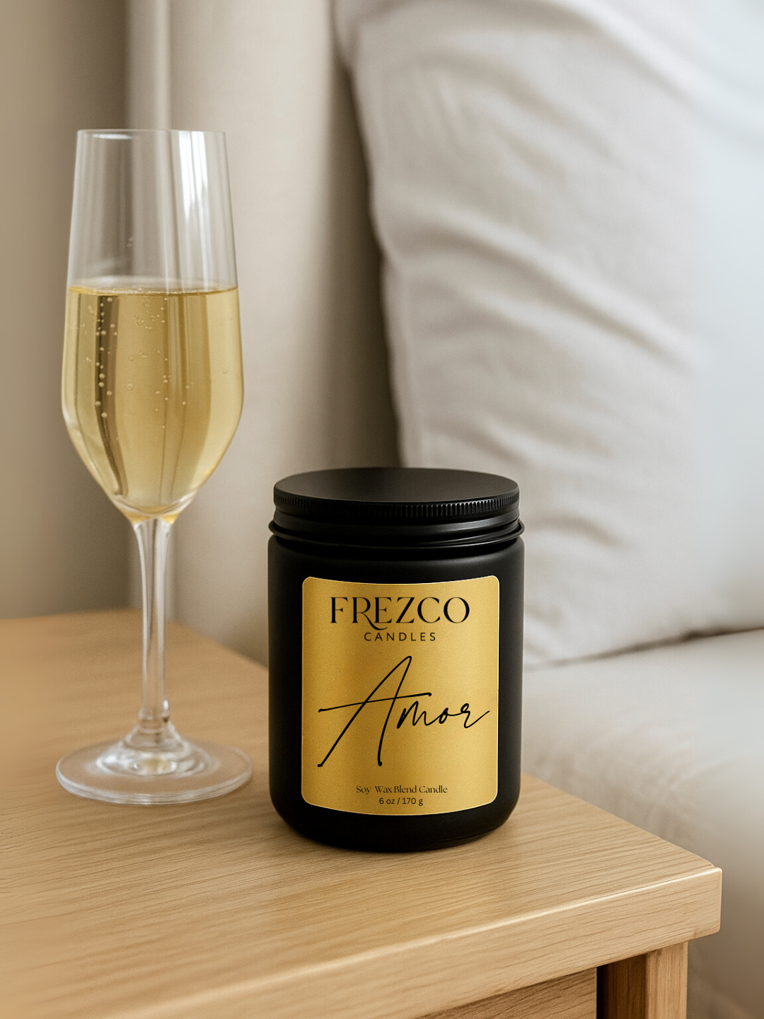Amor 6oz Luxury Soy Candle – Gardenia, Strawberry & Sandalwood | Romantic Floral Wood Wick Candle