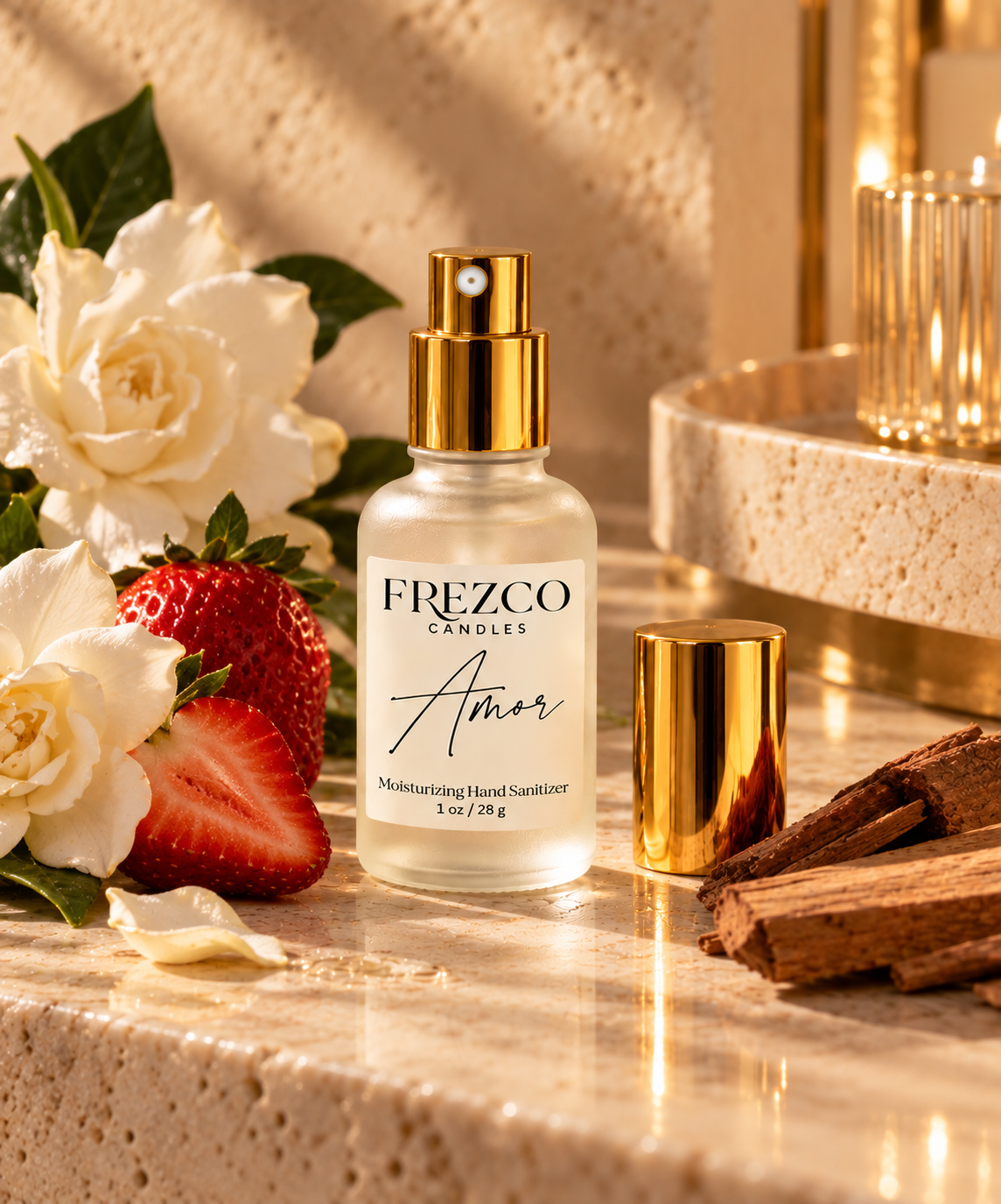 Amor Moisturizing Hand Sanitizer Spray – 1 oz | Frezco Candles