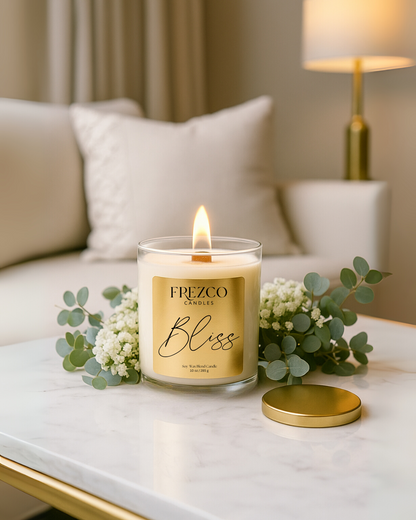 Bliss 10oz Luxury Soy Candle-Peach Blossom, Peach & Vanilla | Wood Wick, Clean Burning Elegant Home Fragrance