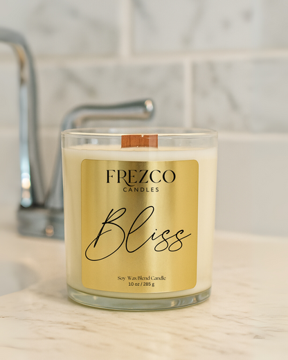 Bliss 10oz Luxury Soy Candle-Peach Blossom, Peach & Vanilla | Wood Wick, Clean Burning Elegant Home Fragrance