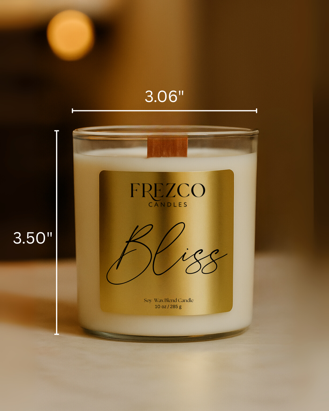 Bliss 10oz Luxury Soy Candle-Peach Blossom, Peach & Vanilla | Wood Wick, Clean Burning Elegant Home Fragrance