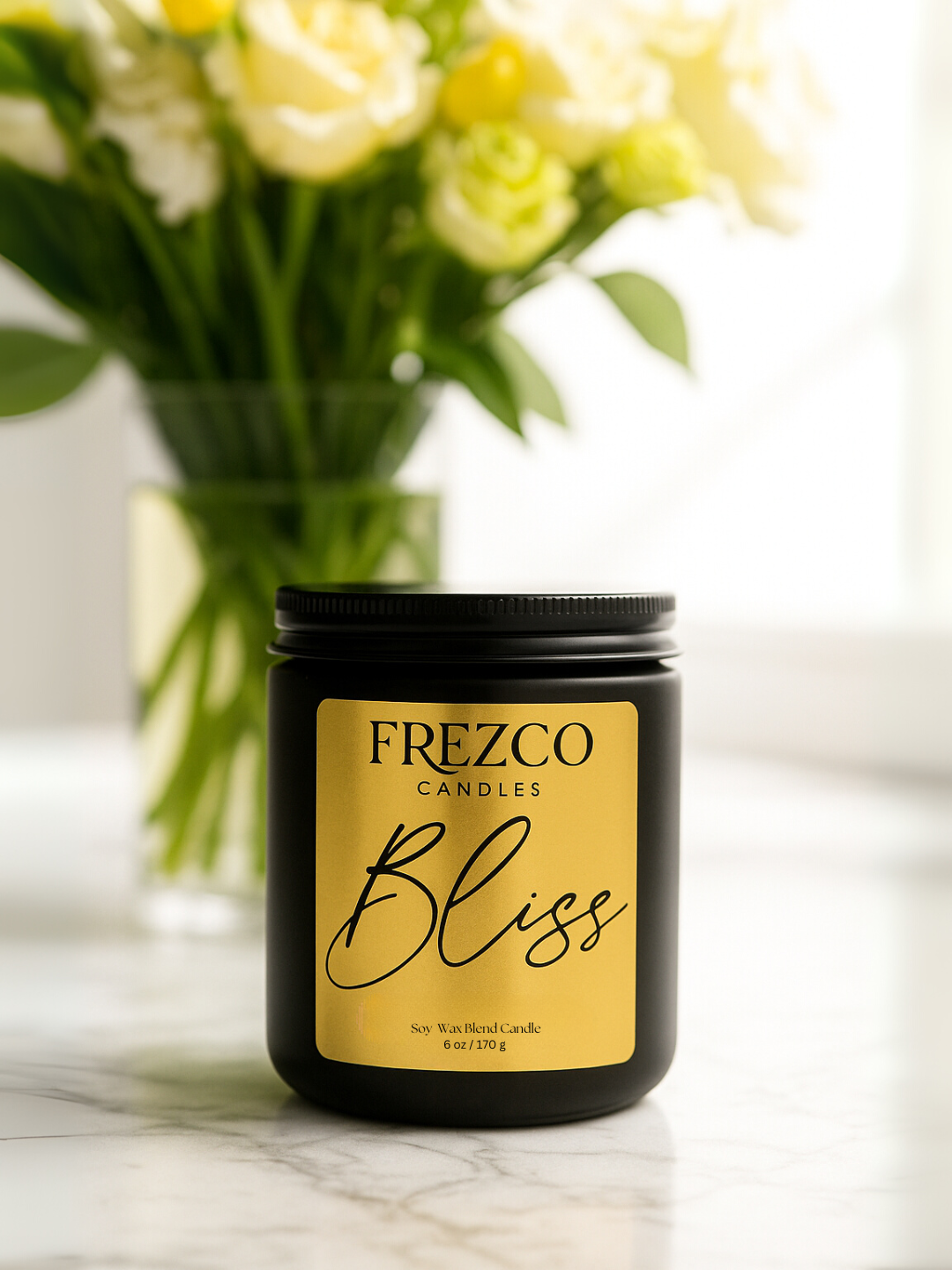 Bliss 6oz Luxury Soy Candle – Peach, Floral & Vanilla | Wood Wick, Clean Burning Home Fragrance
