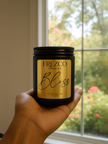 Bliss 6oz Luxury Soy Candle – Peach, Floral & Vanilla | Wood Wick, Clean Burning Home Fragrance