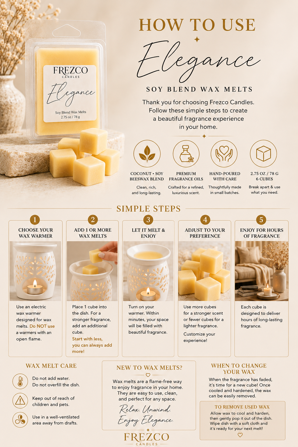 Elegance Scented Luxury Wax Melt - Frezco Candles