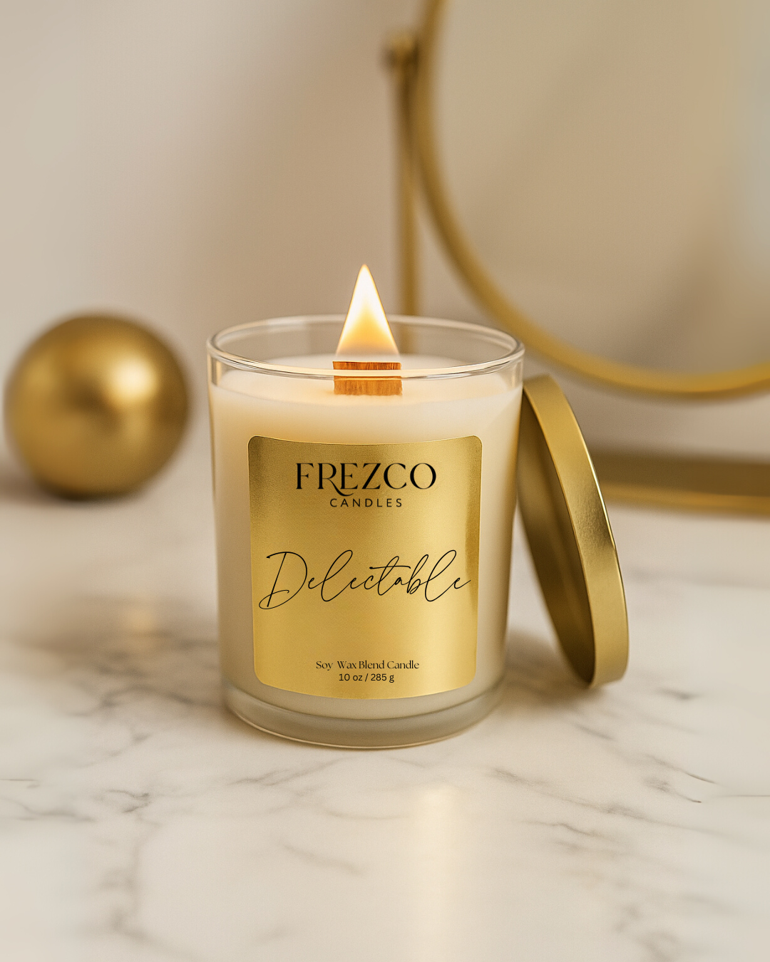 Delectable 10oz Luxury Soy Candle – Strawberry, Guava & Vanilla | Wood Wick, Clean Burning Home Fragrance