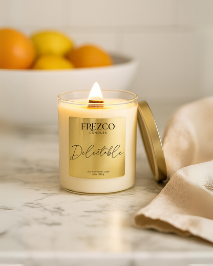 Delectable 10oz Luxury Soy Candle – Strawberry, Guava & Vanilla | Wood Wick, Clean Burning Home Fragrance