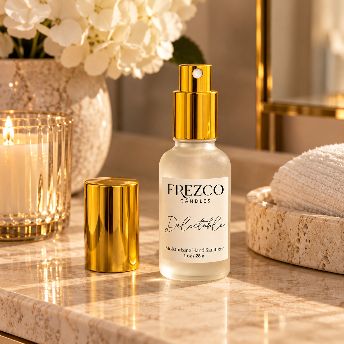 Delectable Moisturizing Hand Sanitizer Spray – 1 oz | Frezco Candles