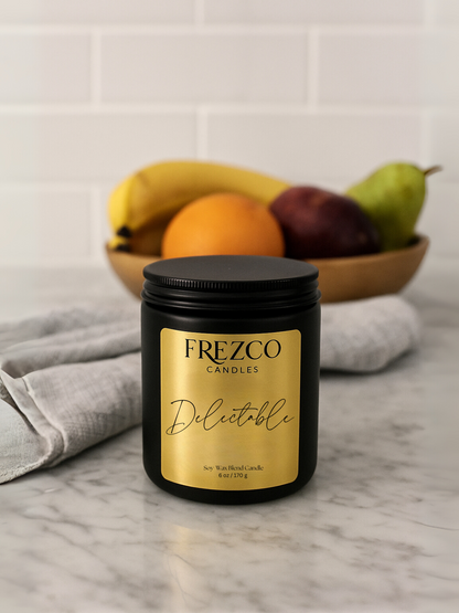Delectable 6oz Luxury Soy Candle – Strawberry, Guava & Vanilla | Wood Wick, Clean Burning Home Fragrance
