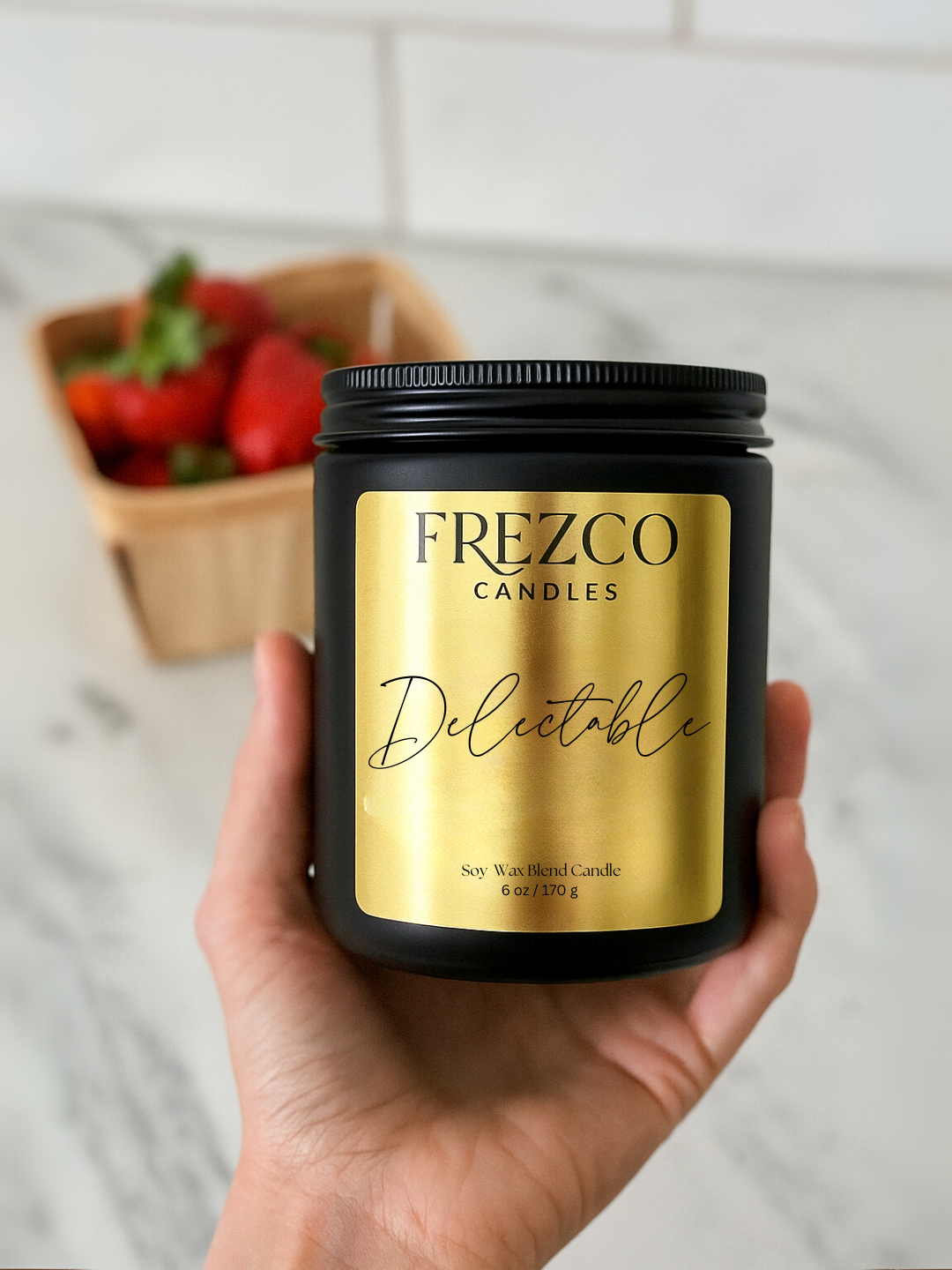 Delectable 6oz Luxury Soy Candle – Strawberry, Guava & Vanilla | Wood Wick, Clean Burning Home Fragrance