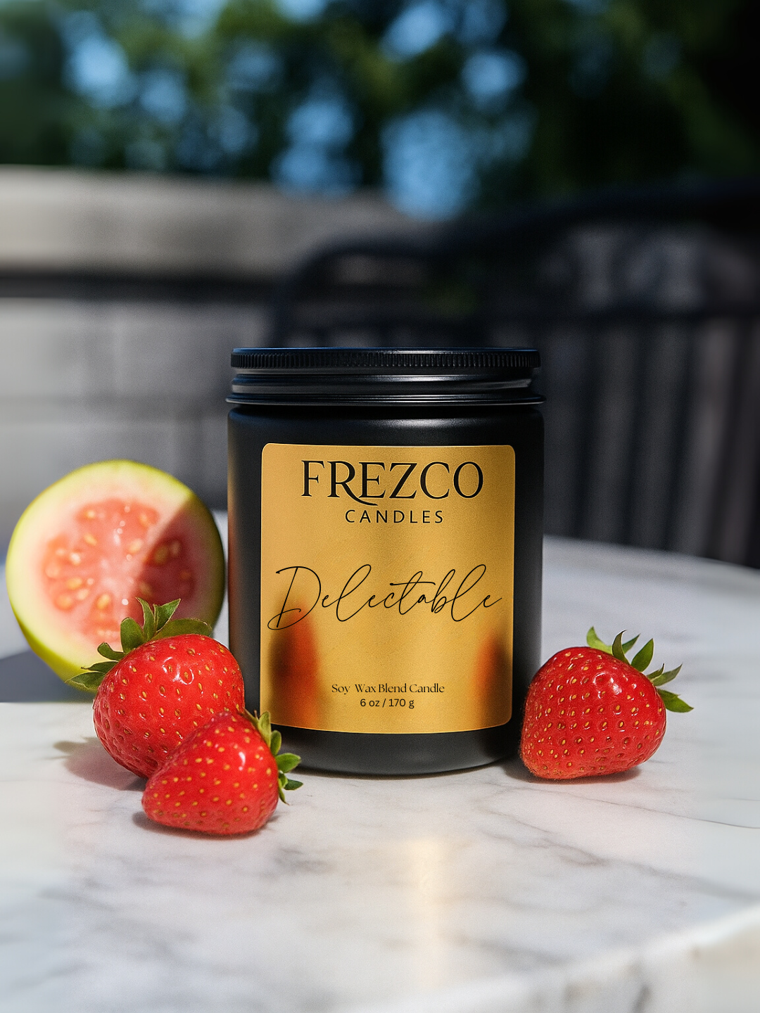 Delectable 6oz Luxury Soy Candle – Strawberry, Guava & Vanilla | Wood Wick, Clean Burning Home Fragrance