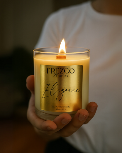 Elegance 10oz Luxury Soy Candle – Mahogany, Cocoa Butter & Lavender | Wood Wick, Clean Burning Home Fragrance