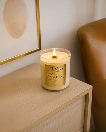 Elegance 10oz Luxury Soy Candle – Mahogany, Cocoa Butter & Lavender | Wood Wick, Clean Burning Home Fragrance