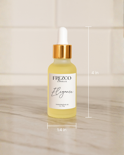 Frezco Elegance skincare product bottle with measurements on a neutral background