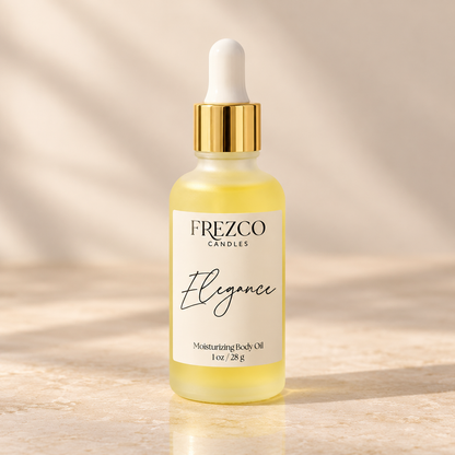 Elegance – Mahogany Teakwood · Cocoa Butter | Luxury Hydrating Body Oil | 1 oz - Frezco Candles