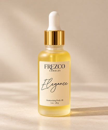 Elegance – Mahogany Teakwood · Cocoa Butter | Luxury Hydrating Body Oil | 1 oz - Frezco Candles