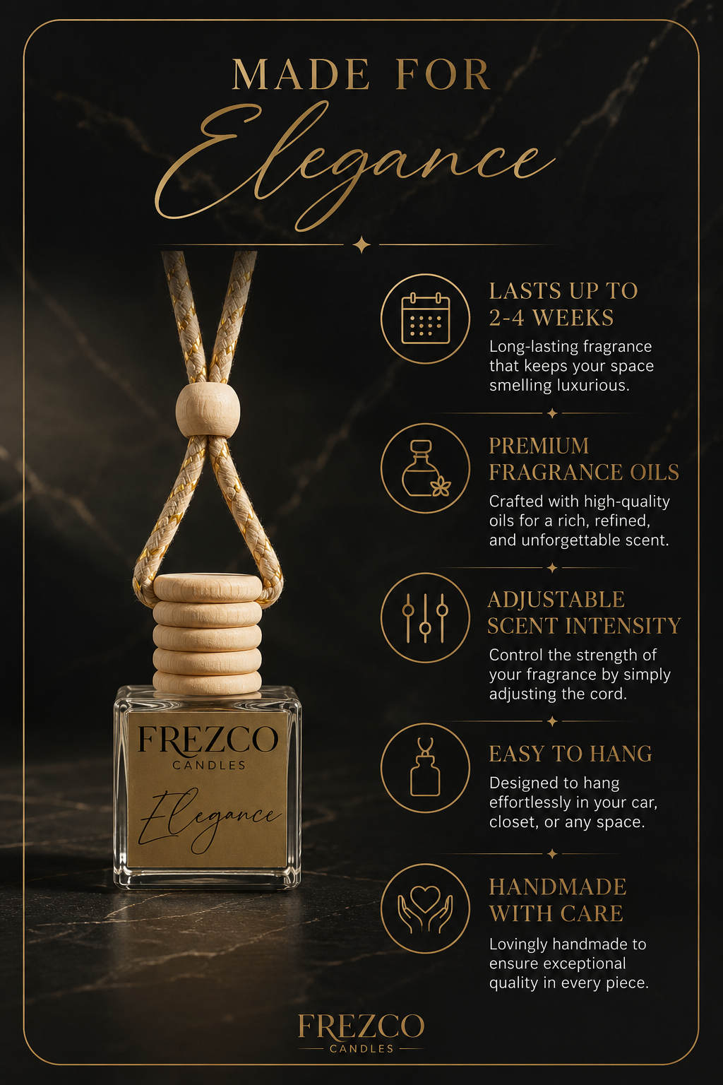 Elegance Car Diffuser – Luxury Hanging Car Air Freshener by Frezco