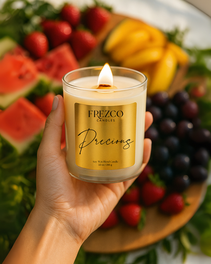 Precious 10oz Luxury Soy Candle – Mango, Summer Berries & Coconut Milk | Wood Wick, Clean-Burning Home Fragrance