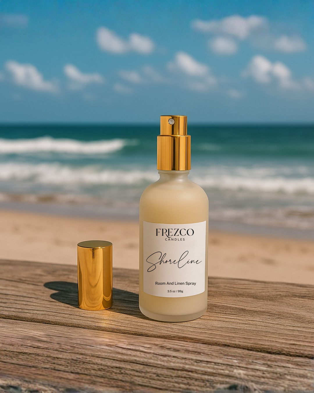 Ocean Breeze Room & Linen Spray | Coconut, Amber, Sandalwood | Shoreline by Frezco Candles - Frezco Candles