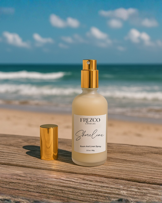 Ocean Breeze Room & Linen Spray | Coconut, Amber, Sandalwood | Shoreline by Frezco Candles - Frezco Candles