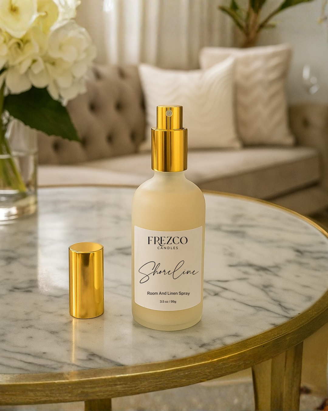 Ocean Breeze Room & Linen Spray | Coconut, Amber, Sandalwood | Shoreline by Frezco Candles - Frezco Candles