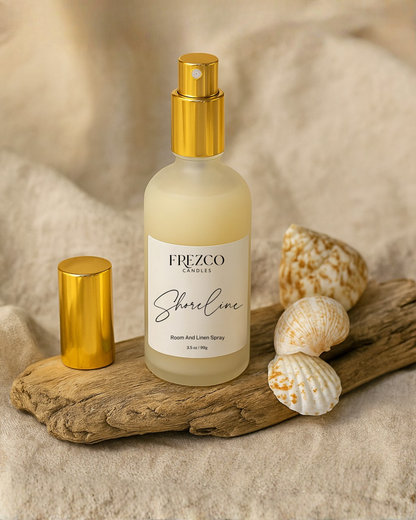 Ocean Breeze Room & Linen Spray | Coconut, Amber, Sandalwood | Shoreline by Frezco Candles - Frezco Candles