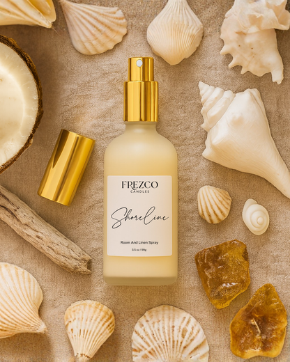 Ocean Breeze Room & Linen Spray | Coconut, Amber, Sandalwood | Shoreline by Frezco Candles - Frezco Candles