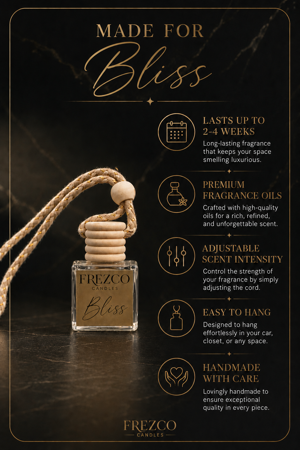 Bliss Car Diffuser – Luxury Hanging Car Air Freshener by Frezco