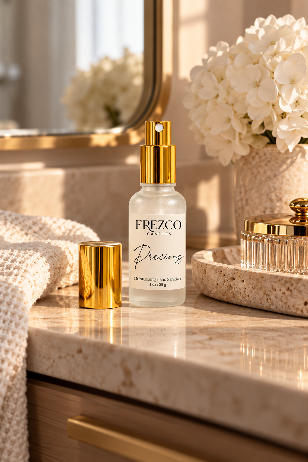Precious Moisturizing Hand Sanitizer Spray – 1 oz | Frezco Candles