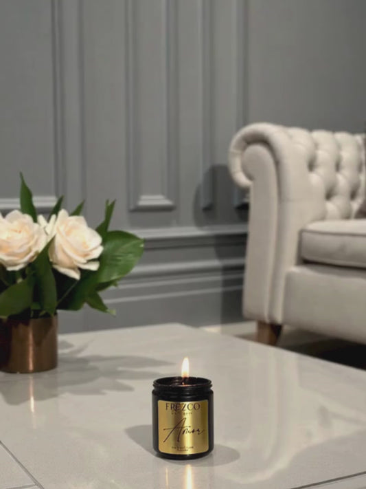 Amor 6oz Luxury Soy Candle – Gardenia, Strawberry & Sandalwood | Romantic Floral Wood Wick Candle