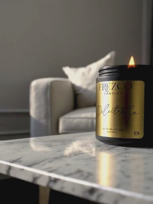 Delectable 6oz Luxury Soy Candle – Strawberry, Guava & Vanilla | Wood Wick, Clean Burning Home Fragrance