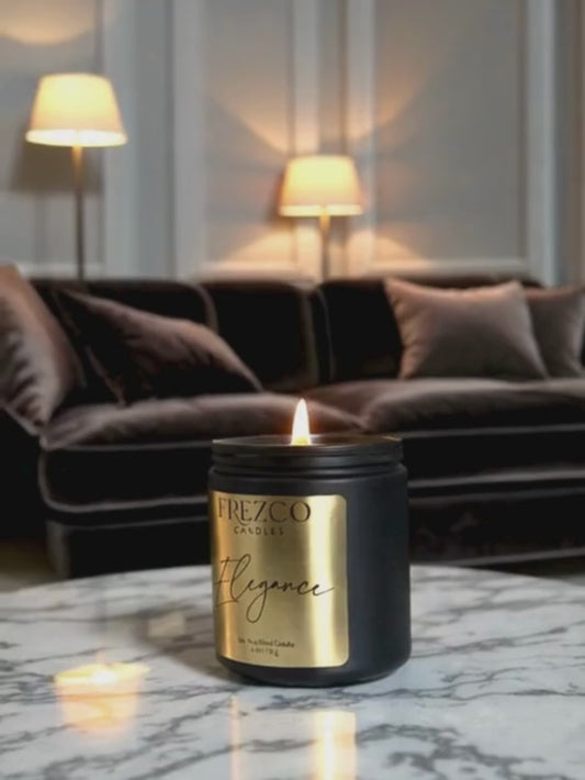 Elegance 6oz Luxury Soy Candle – Mahogany, Cocoa Butter & Lavender | Wood Wick, Clean Burning Home Fragrancen Burning Home Fragrance