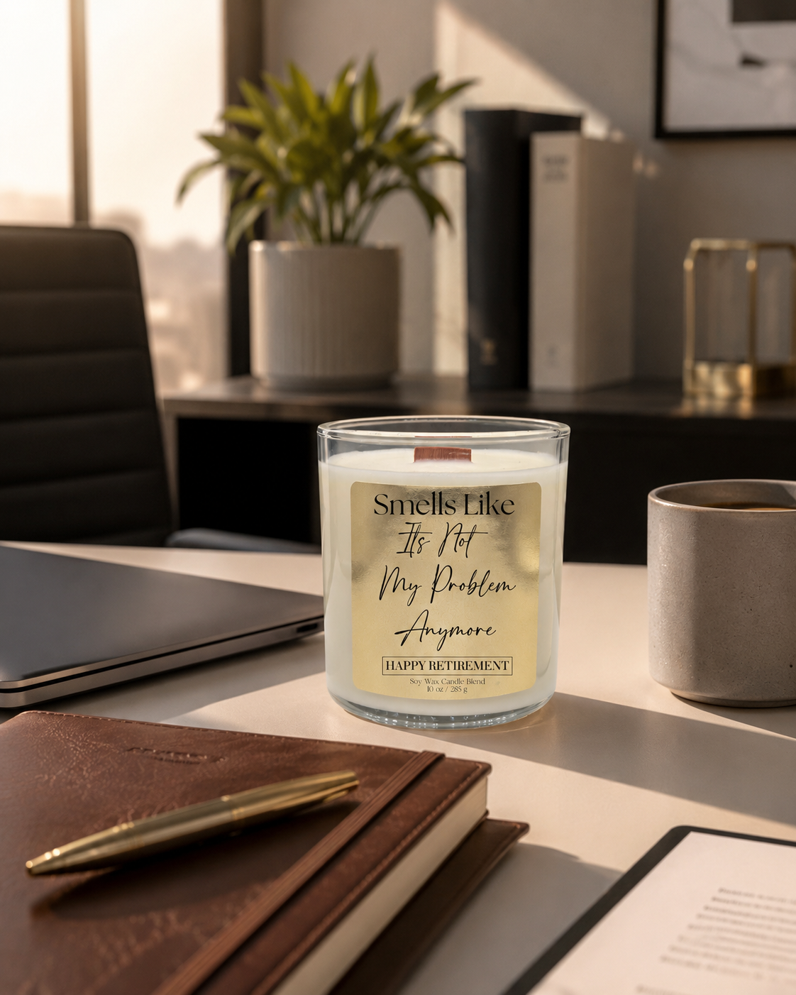 Funny Retirement Candle – Wood Wick Luxury Soy Candle – Choose Your Scent – 10oz - Frezco Candles