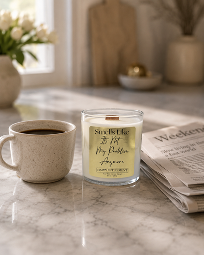 Funny Retirement Candle – Wood Wick Luxury Soy Candle – Choose Your Scent – 10oz - Frezco Candles