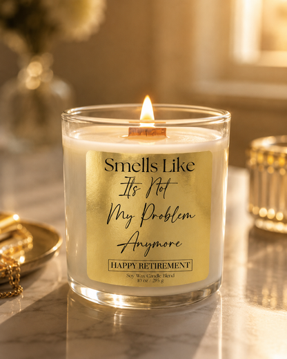 Funny Retirement Candle – Wood Wick Luxury Soy Candle – Choose Your Scent – 10oz - Frezco Candles