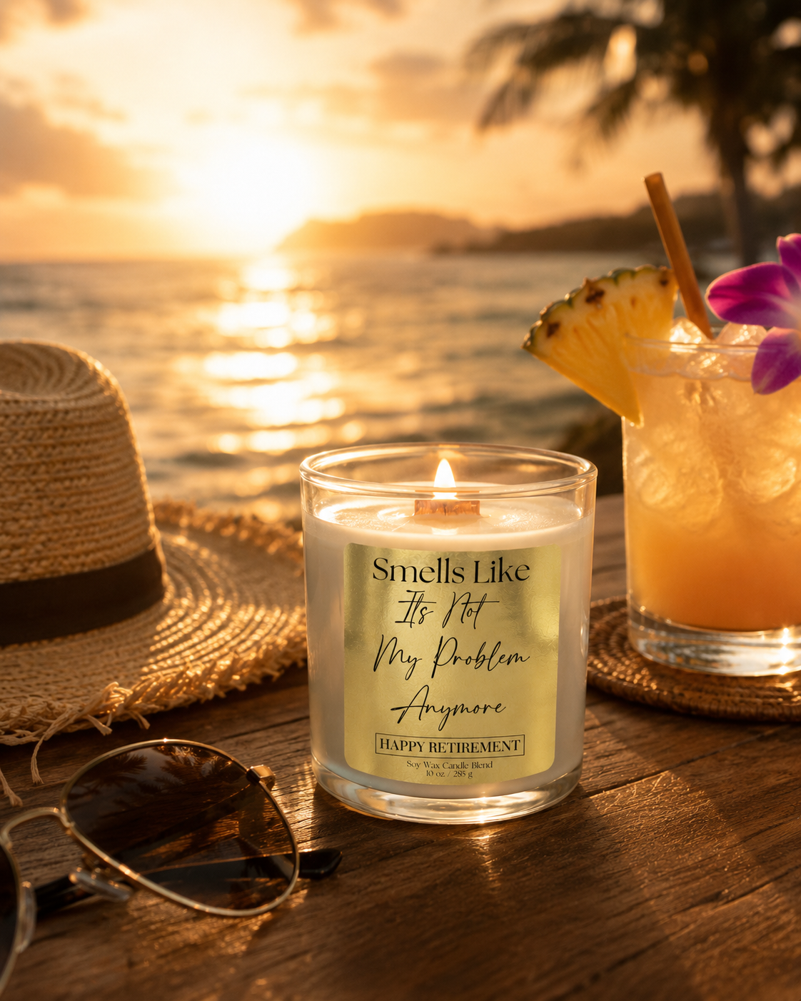 Funny Retirement Candle – Wood Wick Luxury Soy Candle – Choose Your Scent – 10oz - Frezco Candles