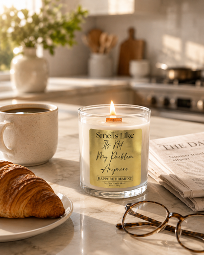 Funny Retirement Candle – Wood Wick Luxury Soy Candle – Choose Your Scent – 10oz - Frezco Candles