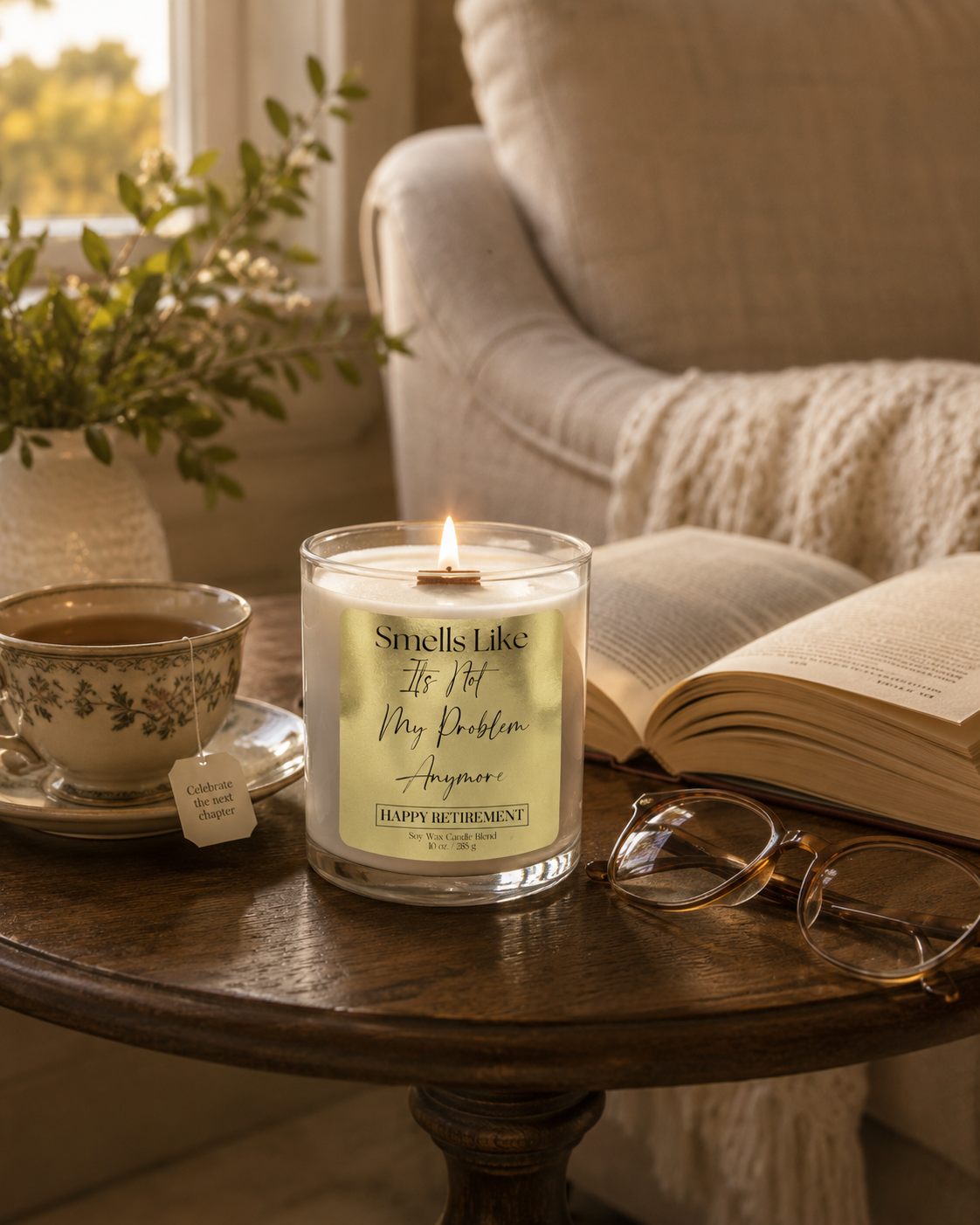 Funny Retirement Candle – Wood Wick Luxury Soy Candle – Choose Your Scent – 10oz - Frezco Candles