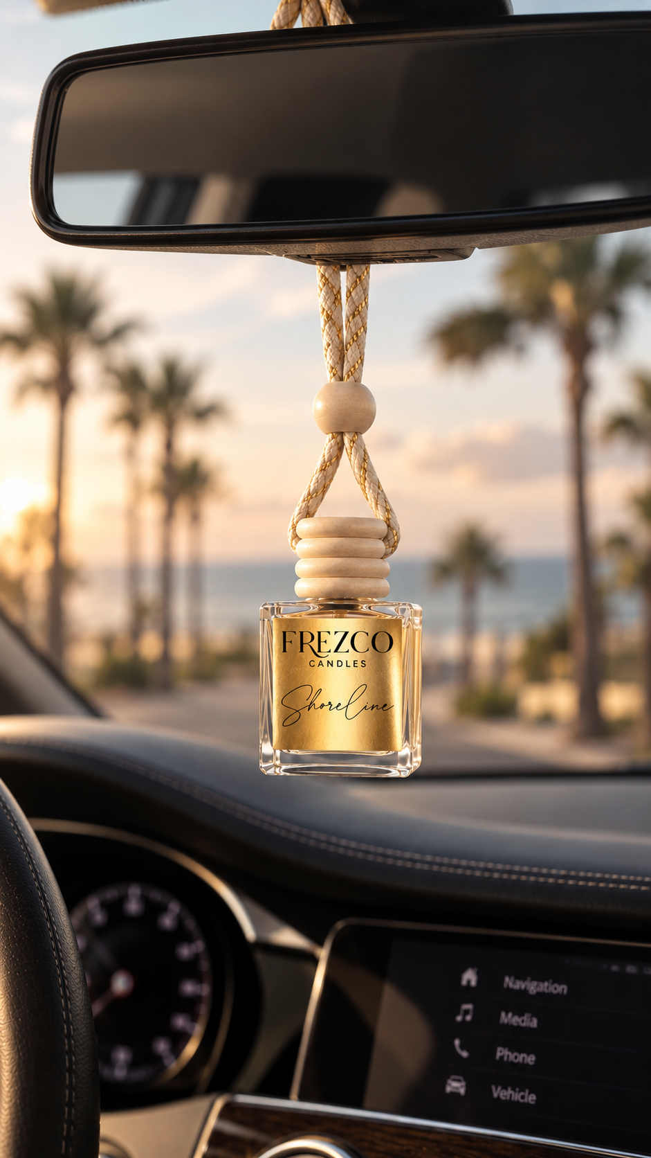 Shoreline Car Diffuser – Luxury Hanging Car Air Freshener by Frezco Candles