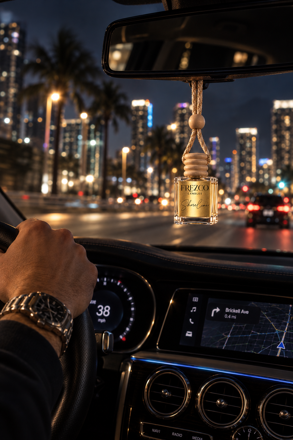 Shoreline Car Diffuser – Luxury Hanging Car Air Freshener by Frezco Candles