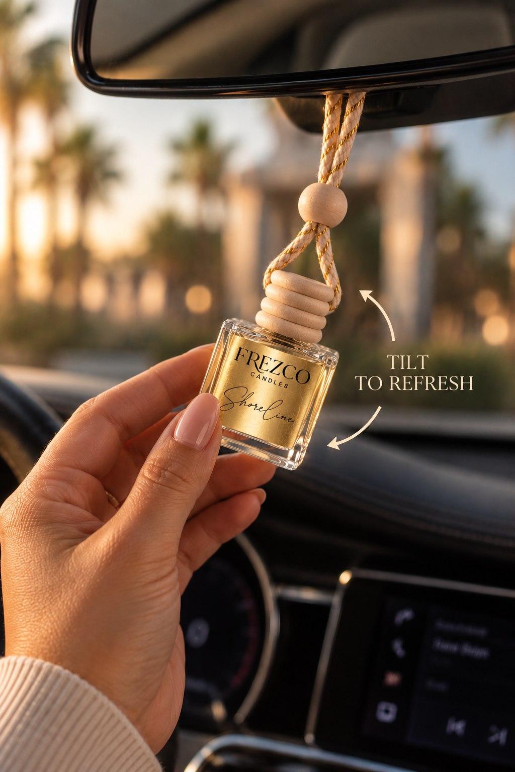 Shoreline Car Diffuser – Luxury Hanging Car Air Freshener by Frezco Candles