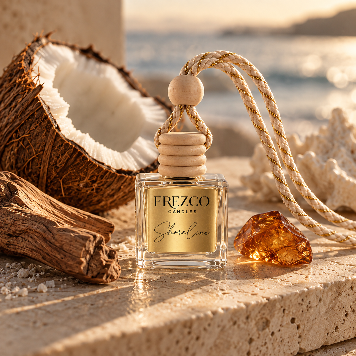 Shoreline Car Diffuser – Luxury Hanging Car Air Freshener by Frezco Candles
